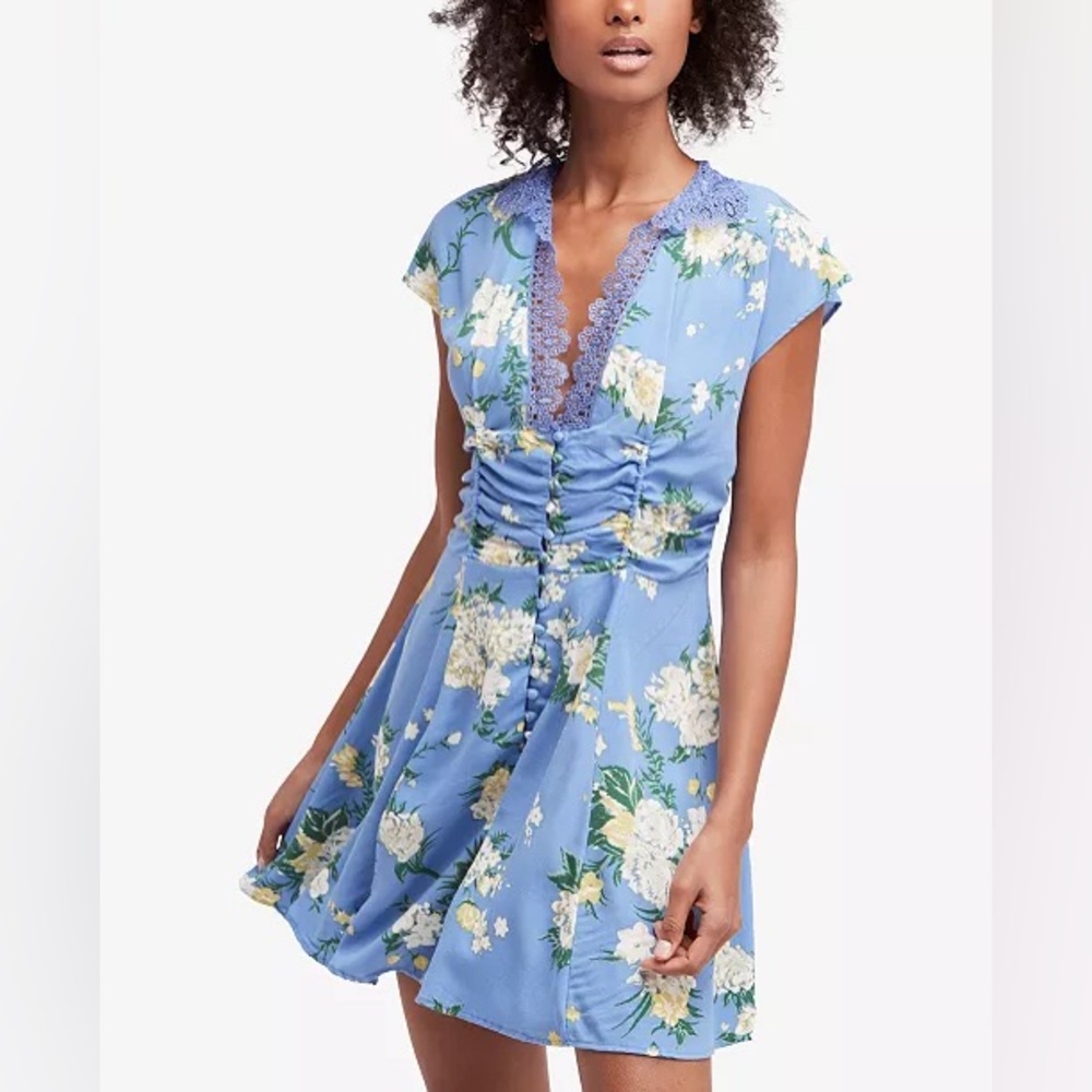 Free People Alora Floral-Print Mini Dress, size 8 EUC